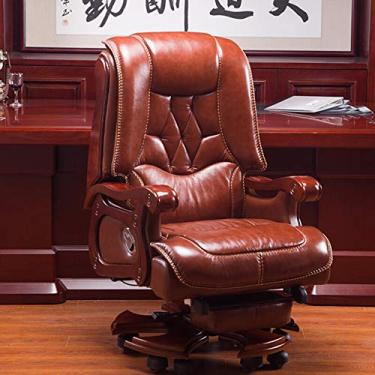 Imagem de Cadeira de escritório executiva para casa, cadeira de escritório com encosto alto, cadeira de escritório extra acolchoada (couro PU) cadeira de trabalho com apoio lombar PU couro, com cadeira de
