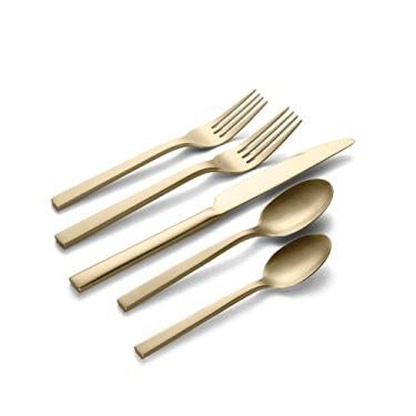 Imagem de Oneida Conjunto de talheres para uso diário com 20 peças, champanhe, serviço para 4, aço inoxidável 18/0, conjunto de talheres