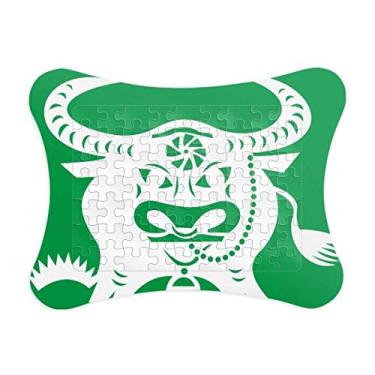 Imagem de Year of Ox Animal Chinês Padrão Zodíaco Moldura de quebra-cabeça Decoração Decoração Enfeite de jogo