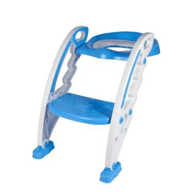 Imagem de Assento Troninho Redutor Sanitário Infantil Com Escada Azul Multmaxx