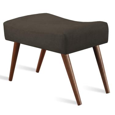 Imagem de Puff Cama inBox Aluna Retangular com Pés em Madeira Maciça Tecido Suede Café