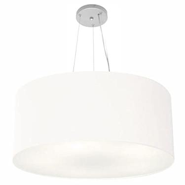 Imagem de Lustre Pendente Cilíndrico Cúpula Tecido 60x30 cm, Vivare Iluminação, Pendente4074 BR, Branco, Grande