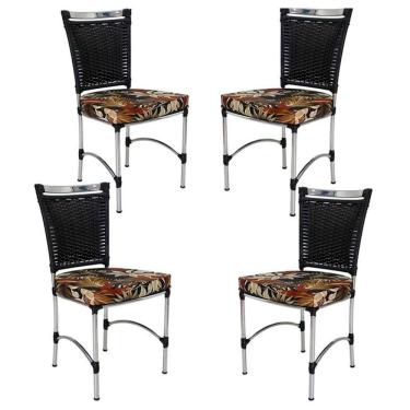 Imagem de 4 Cadeiras em Alumínio e Fibra Sintética JK Cozinha Edícula