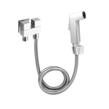 Imagem de Ducha Higiênica T Quadrada Com Derivação Registro Dupla Saída Instalação Simplificada Gatilho ABS