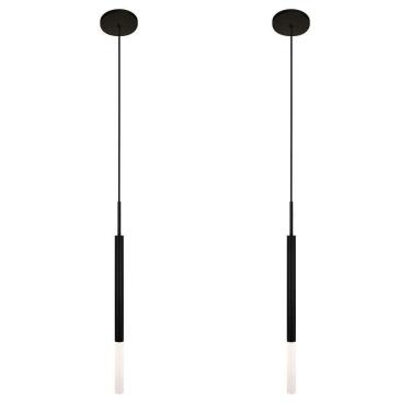 Imagem de Kit 2 Pendentes Luminária De Teto Tubo Difusor Balcão Preto