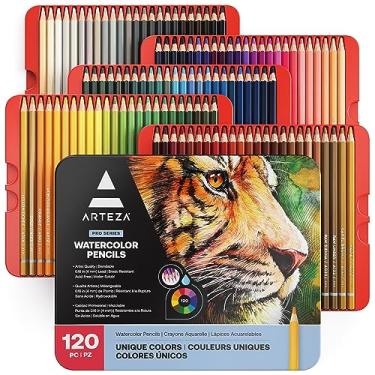 Imagem de Arteza Lápis de cor aquarela para colorir adultos, conjunto de 120 lápis de cor, lápis de desenho artístico em tons sortidos brilhantes, materiais de arte para mistura, camadas e técnicas de aquarela