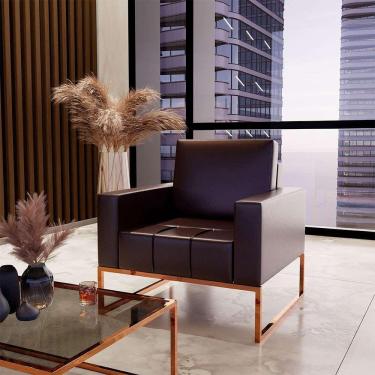 Imagem de poltrona atena revestimento sintético café