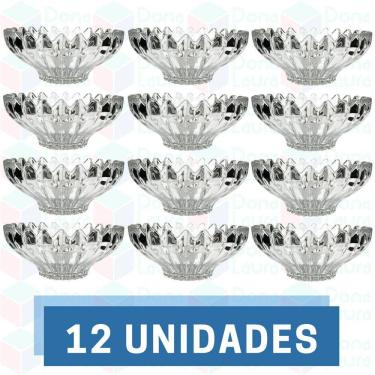 Imagem de 12 Vasilha de Vidro Resistente Desenhado p/ Petisco Sobremesa