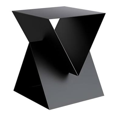 Imagem de Mesa Lateral Geométrica, Mesa Lateral De Metal Com Espaço De Armazenamento, Mesa Final Moderna Para Cômoda, Sofá, Cabeceira, Dormitório (Color : Black, Size : 15.74 x 15.74 x 19.68in)