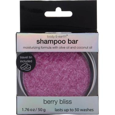 Imagem de Shampoo em barra Body & Earth Berry Bliss 50 ml com lata de viagem