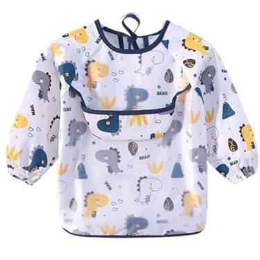 Imagem de Babador Manga Longa BLW Proteção Dupla Impermeável Dino