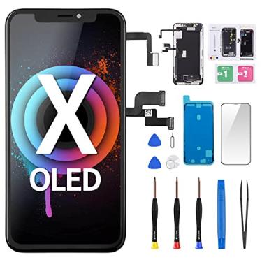 Imagem de DGSCSMY [OLED] Substituição de tela para iPhone X com sensor de proximidade do alto-falante frontal OLED de 5,8 polegadas para iPhone 10 3D Touch Display digitalizador conjunto completo kit de reparo