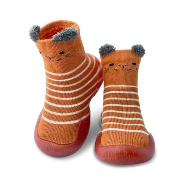 Imagem de Dookeh Sapatos de bebê meninos meninas sapatos de primeira caminhada antiderrapante sola macia tênis infantil infantil babygirl meia sapatos, 4 - lindo, laranja, 12-18 Meses