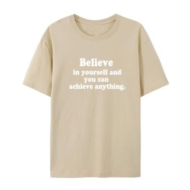 Imagem de Camiseta com estampa Believe in Yourself - Camiseta unissex com mensagem motivacional inspiradora, Arena, XXG