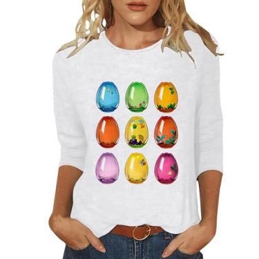 Imagem de Deals Under 10 Dollars Happy Easter Shirt Women Womens Easter Bunny Moletom Casual Feminino Camisa de Páscoa Manga Longa Plus Size Coelho Camisas Mulheres Azul Escuro Grande