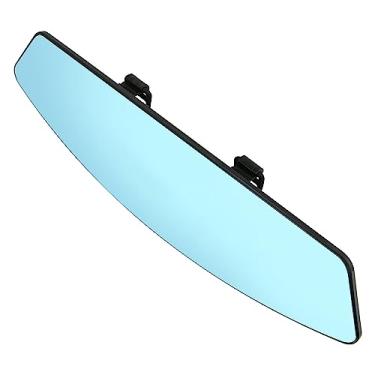 Imagem de Espelho retrovisor de carro, ângulo amplo panorâmico reduz pontos cegos 32 cm HD espelho traseiro interior universal para carros, SUVs, caminhões, veículos azul