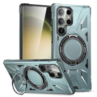 Imagem de YSLBWLE Capa magnética para Galaxy S23 Ultra com suporte invisível [compatível com magnético] suporta carregamento sem fio, suporte de anel magnético e capa de proteção contra quedas de grau militar