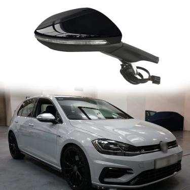 Imagem de Espelho retrovisor lateral adequado para Volkswagen VW Golf 7 MK7 2014 2015 2016 2016 Retrovisor lateral de passageiro, ajuste elétrico, seta, aquecimento, dobra elétrica, luz de chão