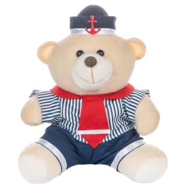 Imagem de Urso De 18cm Para Nicho Decoração Menino Marinheiro Listrado Claro Bebê Baby Decoração Quarto Festa Pelúcia Presente