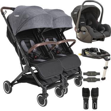 Imagem de Carrinho de Gemeos Bebe Conforto ISOFIX Kiddo Sprint Grafite