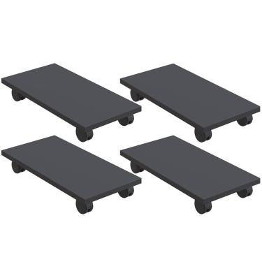 Imagem de Kit 04 Suportes Para Cpu Com Rodízios Cyber L03 Preto - Lyam Decor