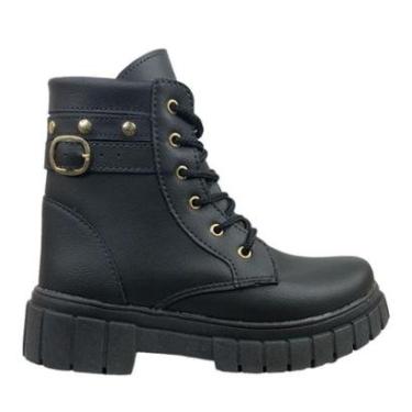 Imagem de Bota Infantil Menina Cano Curto Amarração Guids 9607 6 PRETO 33-Feminino