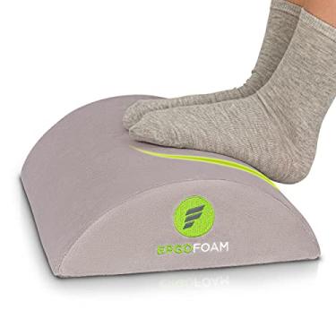 Imagem de ErgoFoam Descanso ergonômico para os pés sob a mesa – apoio para os pés de espuma macia de veludo premium – mais confortável para dor na lombar, nas costas e joelho – Rocker (cinza)