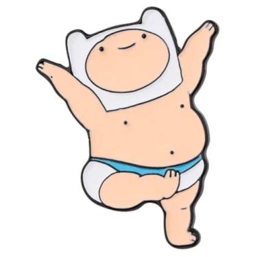 Imagem de Finn Underwear Topless Yoga Pose Jake The Dog Come Along with Me Hora de Aventura Desenho Animado Programa de TV 3 cm Emblema de Broche Esmaltado, 1.2 Inches, Esmalte, Esmalte