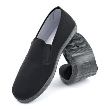 Imagem de Chinelo estilo chinês Kung Fu Tai Chi antigo Pequim sapatos de artes marciais, lona sola de borracha unissex todo preto, Preto, 6.5 Women/5 Men