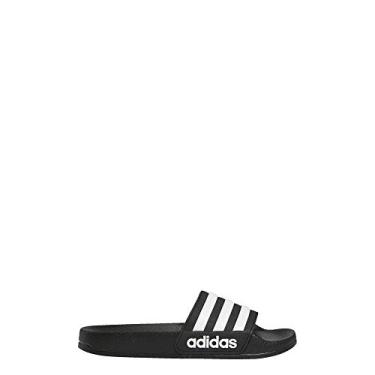 Imagem de adidas Chinelos infantis unissex Adilette, Núcleo preto/branco/preto, 13 Little Kid