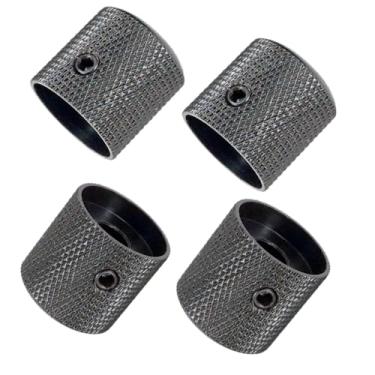 Imagem de Pacote com 4 peças de maçanetas de bronze para controle de tom de volume para guitarra elétrica tipo parafuso (preto)