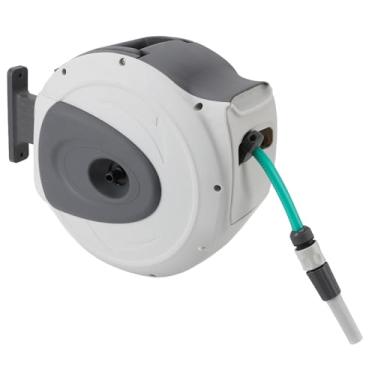 Imagem de Carretel Retrátil de Mangueira de Jardim, Carretel de Mangueira Montado na Parede de 1/2 Pol X 65 Pés, Qualquer Bloqueio de Comprimento, Retrocesso Automático, Giratório de 180°