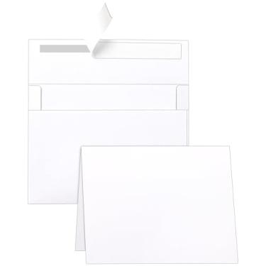 Imagem de Silunkia Cartões de felicitações e envelopes brancos em branco, 10 x 13 cm, cartolina dobrada pesada e envelopes A2 para impressão, 20 pacotes para convites de casamento, festas, cartões de