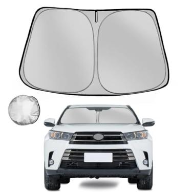 Imagem de Fonowka Para-brisa para Toyota Highlander SUV 2014-2019 Para-sol dobrável para janela dianteira do carro, bloqueios de raios UV e calor, protetor interior automotivo acessórios personalizados