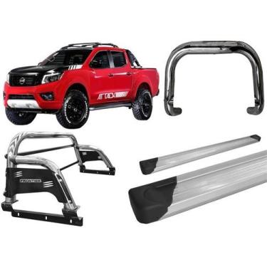 Imagem de Kit Quebra Mato Santo Antonio H3 Estribo Frontier 17/20 Cromado - HOZZ