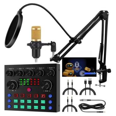 Imagem de Kit Interface Live Podcaster Mini Mixer V8S + Microfone Condensador Es