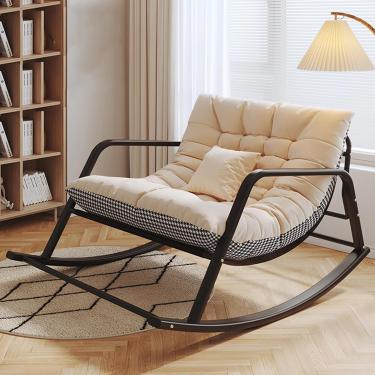 Imagem de Berçário de cadeira de balanço, cadeiras de balanço de pátio grande com poltrona de encosto alto Cadeira lateral confortável, cadeiras de balanço de suporte de 440 libras, berçário moderno c
