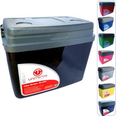 Imagem de Caixa térmica Cooler 30L Alça Tampa bandeja Floripa Unitermi Cerveja Água Suco Praia Churrasco (PRETA)