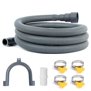 Imagem de JUWO Extensão universal de mangueira de drenagem para máquina de lavar roupa - Kit de extensão de mangueira de descarga flexível cinza para máquina de lavar louça, lavadora, com 1 adaptador, 4