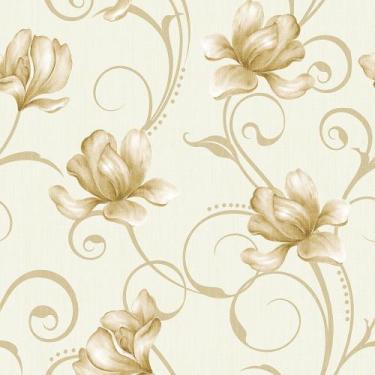 Imagem de Papel de Parede Para Quartos E Sala Autocolante Floral Ramalhete Bege 