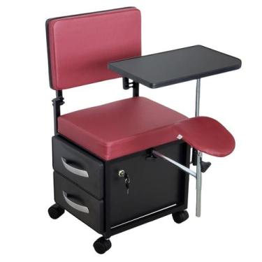 Imagem de Cadeira Manicure Cirandinha Evolux Bordô Armário Preto - For-Ty