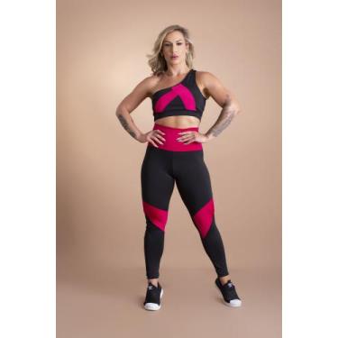 Imagem de Conjunto Fitness Feminino Calça Legging Cintura Alta Detalhe E Top Fai