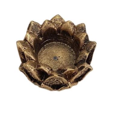 Imagem de Incensário Flor De Lotus Em Resina 5,5Cm Dourado Lindo - Cy'Arts E Dec