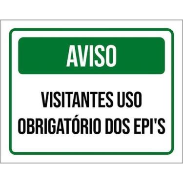 Imagem de Kit 3 Placas Aviso Visitantes Obrigatório Epis - Sinalizo