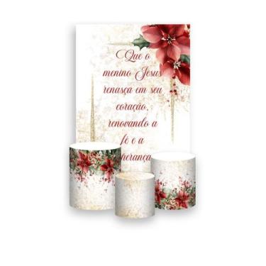 Imagem de Painel De Festa Vertical 1,50 x 2,20 + Trio De Capas Cilindro - Natal 