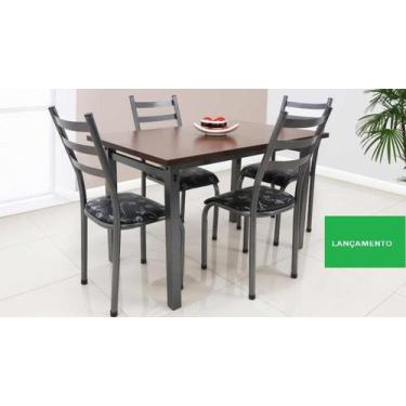Imagem de Mesa de Jantar cozinha conjunto com 4 Cadeiras Lisboa Tampo em MDF aço