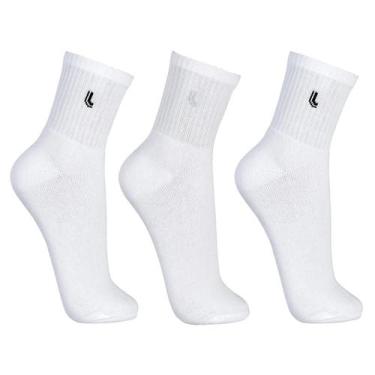 Imagem de Kit 3 Pares Meia Cano Médio Atoalhada Lupo Masculina - Branco, 41/44