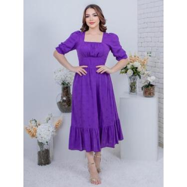 Imagem de Vestido Maxi Midi com Manga Princesa Soltinho Festa Convidada - Vestid