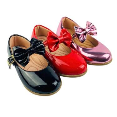 Imagem de Kit Com 3 Pares Sapatilha Infantil Menina Boneca Verniz Confortável SP