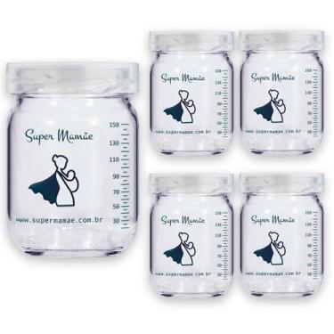 Imagem de Pote de Vidro para Leite Materno 150ml Super Mamãe Original-5unidades